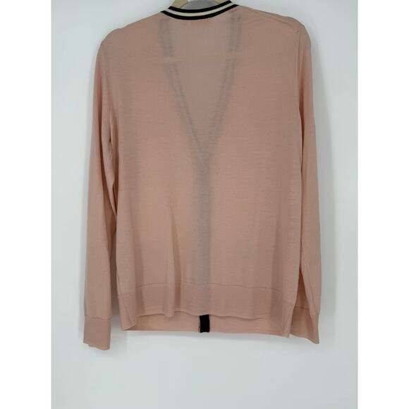 Tory Burch Madeline Merino Wool Grandpa Cardigan Pink Maroon Buttons Size Large - Picture 7 of 8